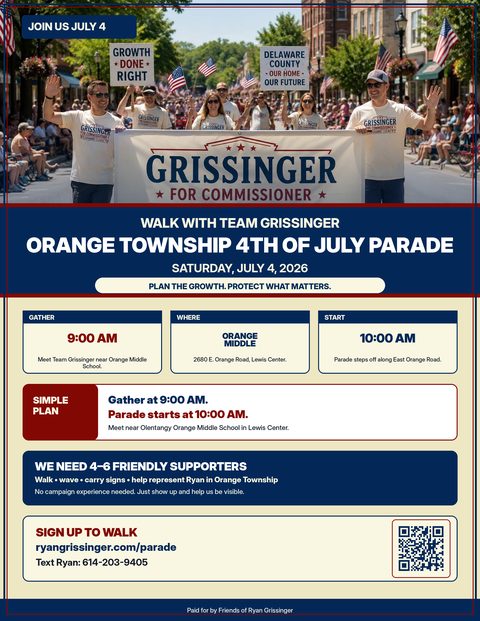 Orange Township July 4, 2026 parade flyer