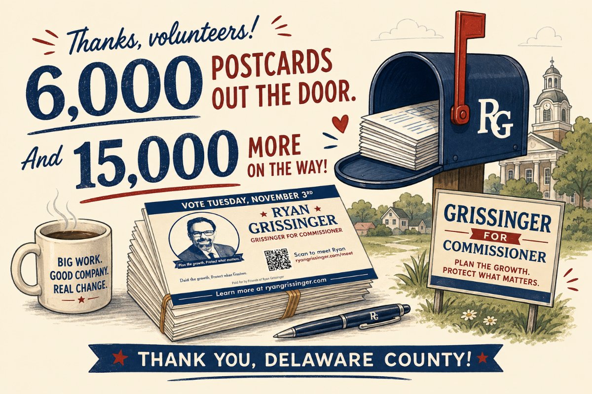 6,000 postcards out the door. And 15,000 more on the way.